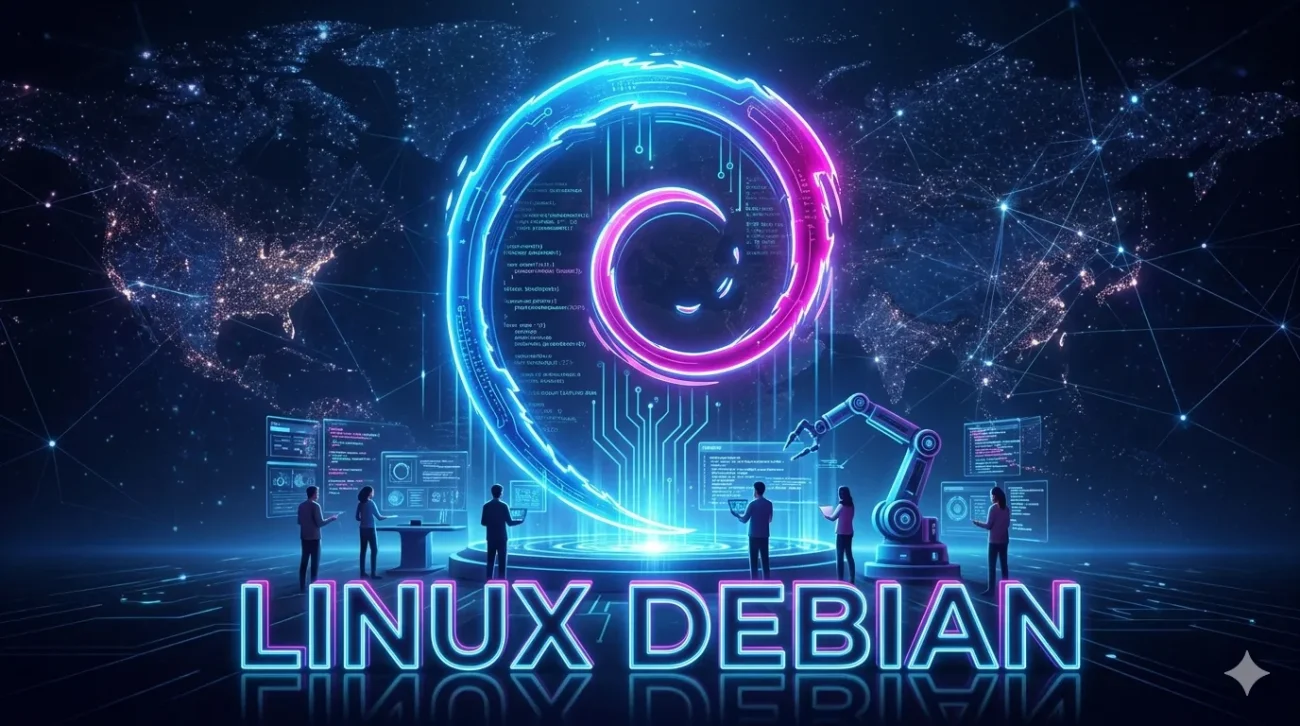 Pengertian Linux Debian - Logo spiral merah khas Debian OS